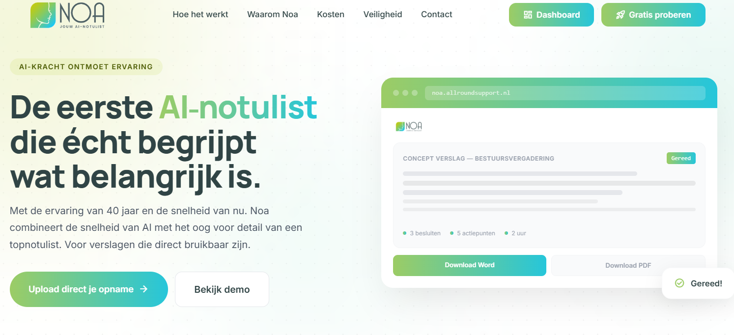 Notuleren.ai website preview